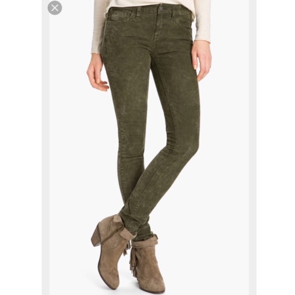 Free People Corduroy Black Olive Skinny Jeans Nwt